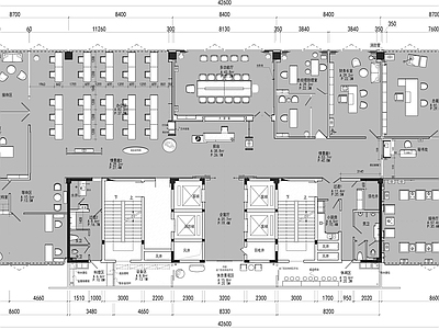 现代整体办公空间 企业办公接待 施工图