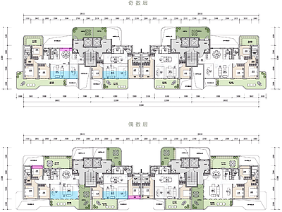 现代新中式住宅楼建筑 第四代住宅户型 小面积四代宅户型 空中户型方案 创新四代宅户型 施工图