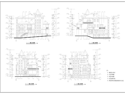 现代欧式别墅建筑 别墅建 施工图