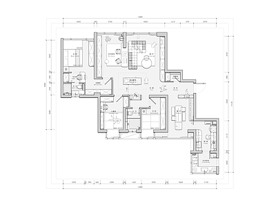 平层 120㎡精装改造 四室两厅 横厅改造 多方案设计 洄游动线 施工图