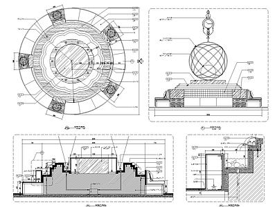 现代其他节点详图 石材与钢化玻璃 施工图