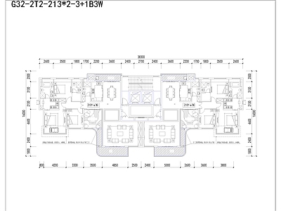 现代住宅楼建筑 豪宅 平面 170方 200方 T2 施工图