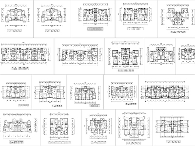 现代住宅楼建筑 20套 一梯两户 小高层 施工图