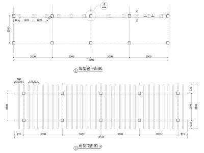 新中式廊架 木制廊架 连廊 架 廊架 施工图