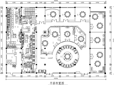 新中式中餐厅 1200平中餐厅 中餐厅平面图 弧形餐厅 施工图