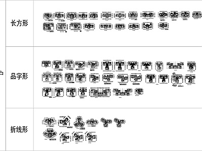 现代住宅楼建筑 60套 一梯三户 高层住宅 户型图 施工图