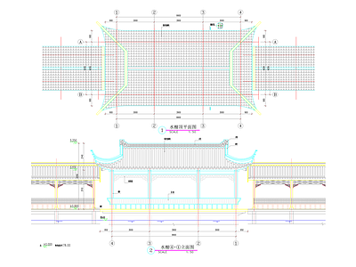中式廊架 中式水榭详图 施工图