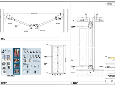 现代门节点 推拉节点 钢化玻璃节点 折叠节点 玻璃节点 施工图