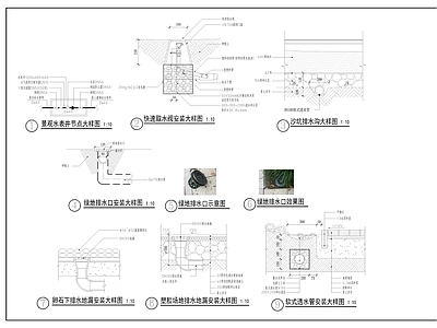 景观节点 室外场地地漏排水 景观地漏 地漏节点大样图 施工图