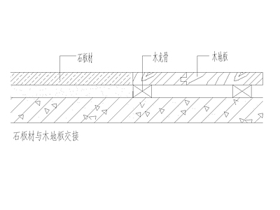 现代其他节点详图 石板材与木地板 交接 施工图