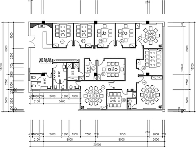 现代自助餐厅 260平米餐厅 自助餐厅平面图 自助火锅店平面图 包厢 施工图