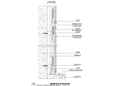 现代其他节点详图 干挂木饰面剖面图 施工图
