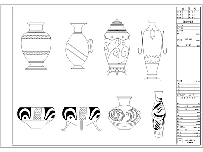 复古摆件 瓶 施工图