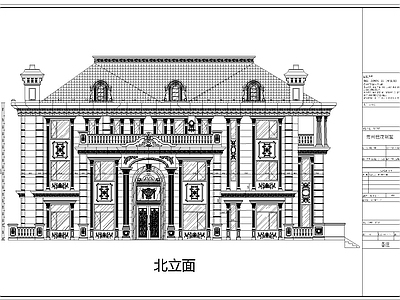 欧式别墅建筑 别墅立面干挂分拆 施工图