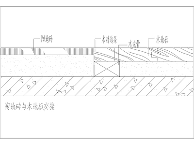 现代其他节点详图 陶地砖与木地板 交接图 施工图