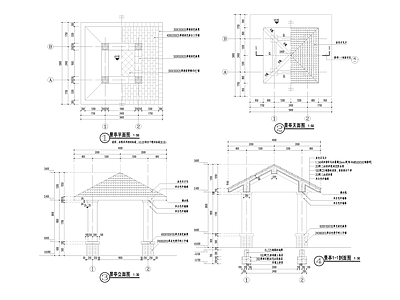 现代亭子 景观亭 施工图