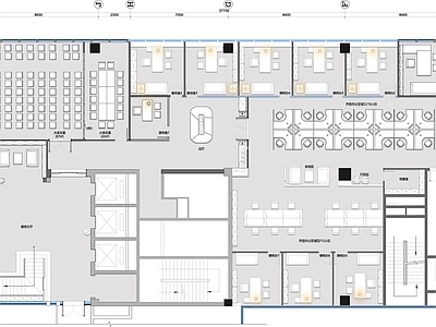 现代整体办公空间 办公 施工图