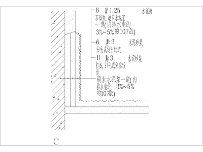 现代建筑工程节点 水磨石踢脚节点图 施工图