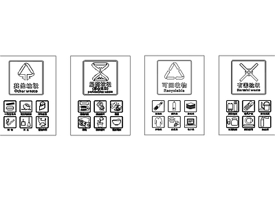现代其他节点详图 垃圾桶logo 垃圾回收 环保 施工图