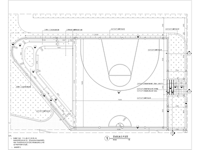 现代小区景观 半场 阶梯景观 运动护栏 运动网 施工图