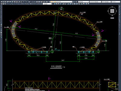 钢结构 某椭圆瓣型 瓣型大 大结构设计图 施工图