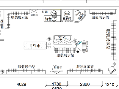 现代服装店 服装店平面布局图 服装店平面图 施工图