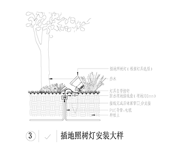 电气节点 插地照灯大样图 施工图