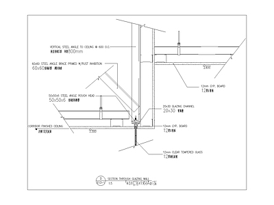 现代其他节点详图 玻璃与天固定图 施工图