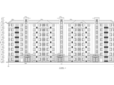 新中式住宅楼建筑 新中式8层洋房 一梯两户 户型详图 说明大样详图节能 施工图