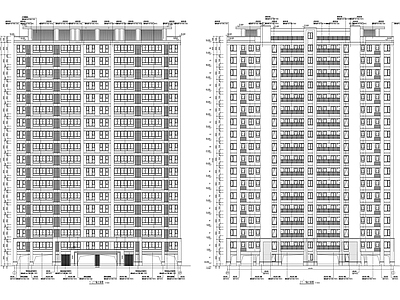 现代住宅楼建筑 18层高层住宅 一梯两户 户型详图 说明节能详图 施工图