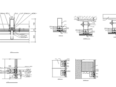 现代其他节点详图 龙骨隐框玻璃幕墙 施工图