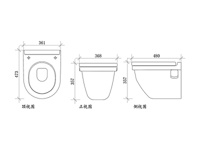 现代卫浴设施 壁挂式马桶平面图 马桶结构图 马桶设计图 壁挂安装图 马桶布局图 施工图