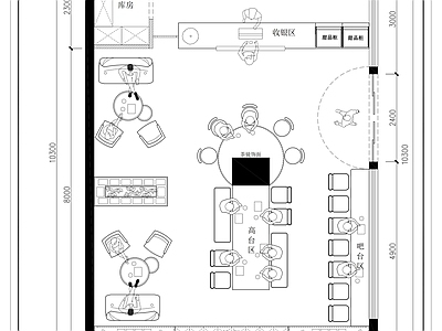 现代简约书店 书咖 咖啡屋 书店平面图 施工图