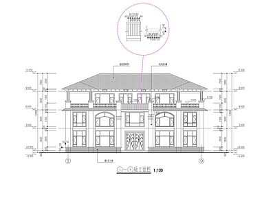 欧式别墅建筑 三层别墅 自建房 独栋别墅 小别墅 施工图