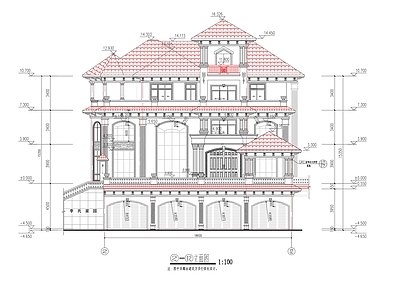 欧式别墅建筑 自建房 欧式别墅 别墅 施工图