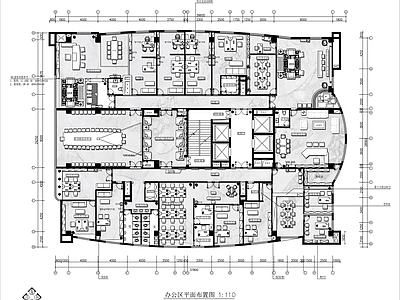 现代整体办公空间 1000㎡ 科技公司办公室 施工图