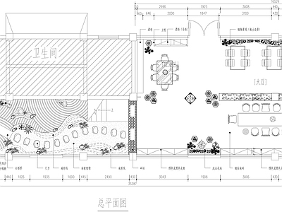 现代禅意茶餐厅 绿植餐厅茶室禅意 施工图