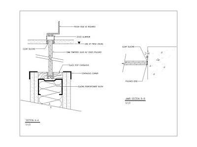 现代其他节点详图 墙上玻璃节点 施工图