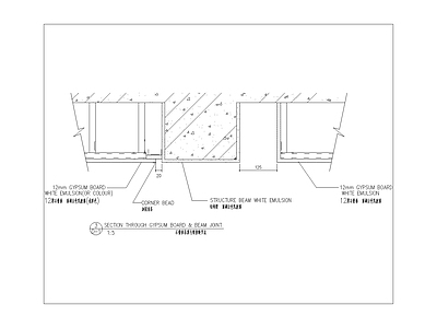 现代其他节点详图 石膏板吊顶与 连接缝节点 施工图