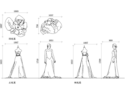 现代服装鞋帽 婚纱馆婚纱平面图 婚纱结构图 婚纱设计图 婚纱展示图 婚纱试穿图 施工图