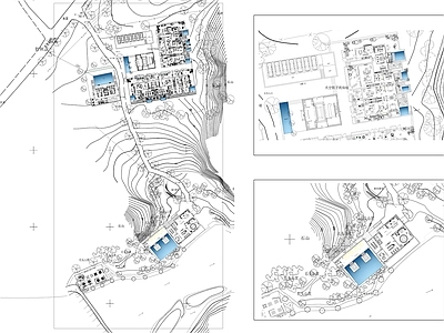 现代新中式规划平面图 民宿总平面布置 建筑总平 乡村民宿 度假 度假村 施工图