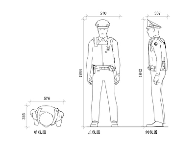 现代人物 警卫平面图 警察结构图 警卫设计图 场景布局图 警卫站岗图 施工图