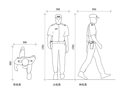 现代人物 警察平面图 警察结构图 警察设计图 场景布局图 警察执勤图 施工图