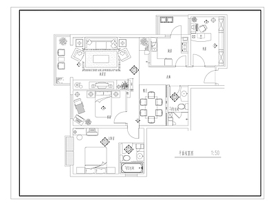 平层 平层全套 样板间 中式样板房 施工图