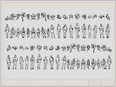 现代人物 俯视 顶视 施工图