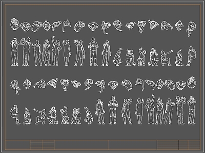 现代人物 俯视 顶视 施工图
