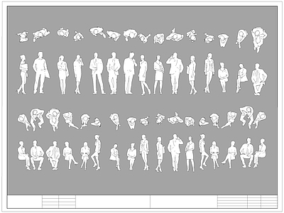 现代人物 俯视 顶视 施工图