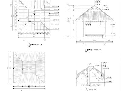 现代亭子图库 四角亭详图 详图 施工图