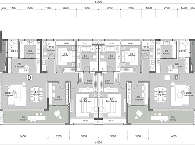 现代极简住宅楼建筑 超尺度阳台 143㎡ 175㎡ 200平米 独立电梯 平面布置图 施工图