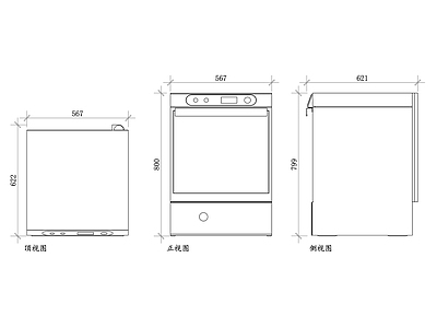 现代厨房设施 洗碗机平面图 洗碗机结构图 洗碗机设计图 洗碗机布局图 洗碗机使用图 施工图